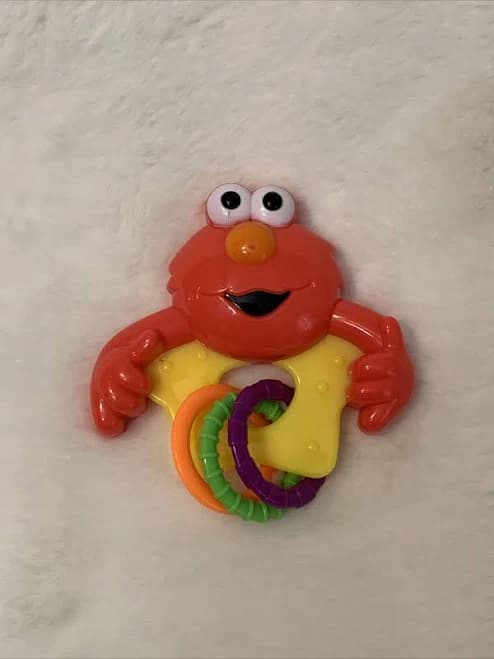 Sesame Street Baby King Elmo Baby Rattle Teether Red Yellow
