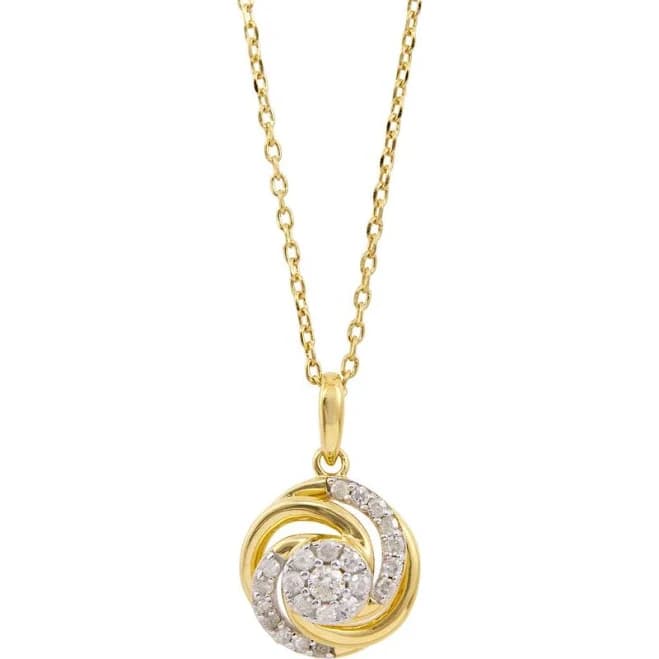 Savvy Cie 0.25ct. Diamond Swirl Pendant Necklace in Gold