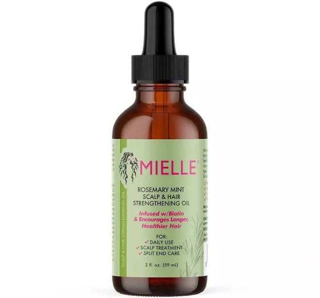 Mielle Organics Rosemary Mint Scalp & Hair Strengthening Oil 2oz/59ml Infused Frizzy & Damaged Hair Care, Split Ends & Dry Scalp Treatment To Support
