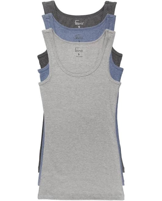 Felina Women's Cotton Ribbed Tank Top 3-Pack