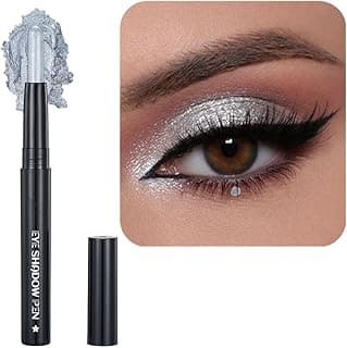 Silver Gray Eyeshadow Stick Makeup, Smooth Cream Shimmer Eye Shadow Pencil, Waterproof Hypoallergenic Long Lasting Crayon, Glitter Primer Palette Eyeliner