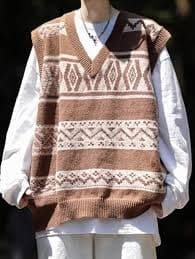 Men's Retro Loose Fit High Street Knitted Vest Sweater, Autumn/Winter | SHEIN USA