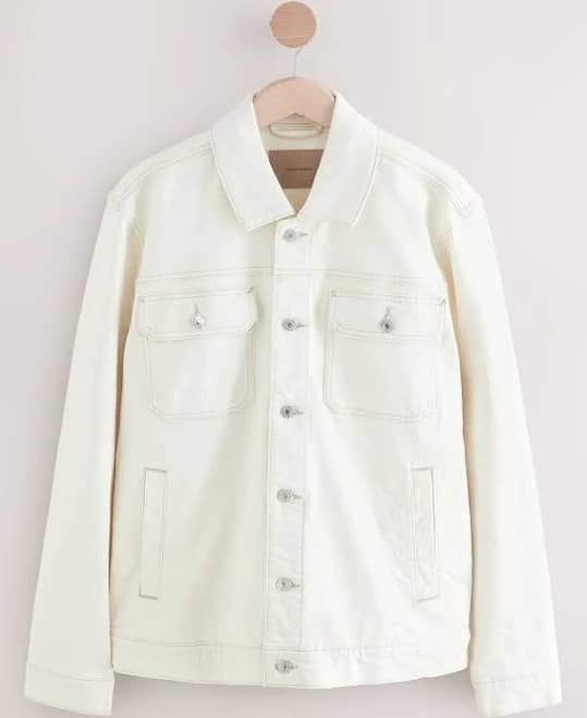 Next Ecru Men's Denim Trucker Jacket