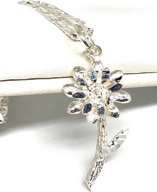 .925 Silver Flower Pendant Necklace with Chain Options