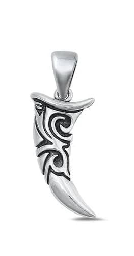 Tribal Tooth Silver Pendant