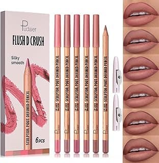 6Pcs Rosy Nude Harmony Lip Liner Set, Long-Lasting Creamy Lip Combo Sets for Soft Pink, Rose & Mauve Nude Looks, Silky Smooth Formula, Smudge-Proof Definition for Fuller, Natural Ombre Lips
