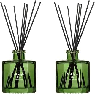 Bellevue Reed Diffuser, 6 fl oz Glass Filled Diffuser, Highly Concentrated Fragrances with Essential Oils, Home Fragrance, Scent:Midnight Fig (Pack of 2)