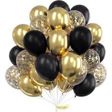 PartyWoo Black and Gold Balloons