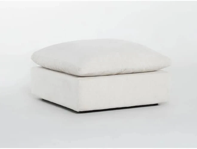 Ottoman - Cotton White Fabric Cloud Cocktail Ottoman 36"W x 36"D x 22"H at Living Spaces