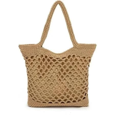 Women's Boho Knit Crochet Tote Bag