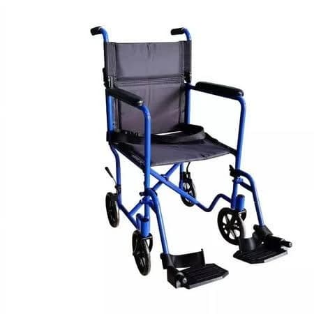 Wave Super Lightweight Blue Aluminum Transport Chair