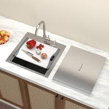 Lofeyo 21 Inch Outdoor Kitchen Sink Drop In Workstation with Faucet Dust Lid Bar Prep Sink 16 Gauge Stainless Steel Small Rv Premium Single Bowl, LOF-LKD0221 - Amazon.com