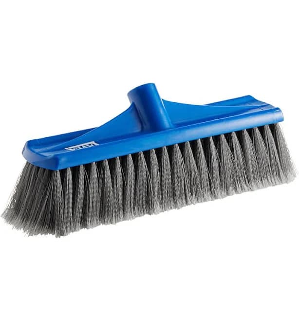 Lavex 14" Blue Indoor / Outdoor Push Broom Head with Gray Flagged Bristles
