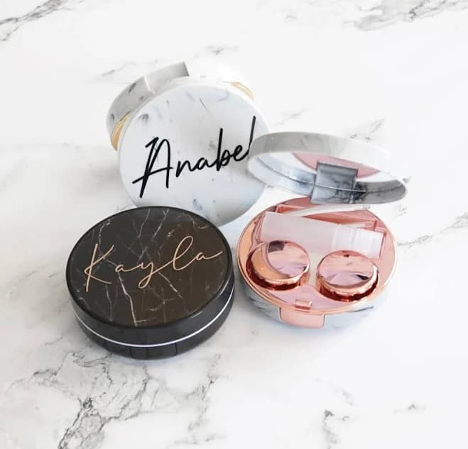 Personalized Contact Lense Case, Chic Contact Case Set, Marble Contact Lense Case, Contact Case Box, Cute Contact Case With Mirror