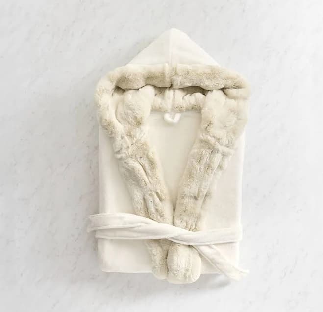 Pottery Barn Ruched Faux Fur Robe