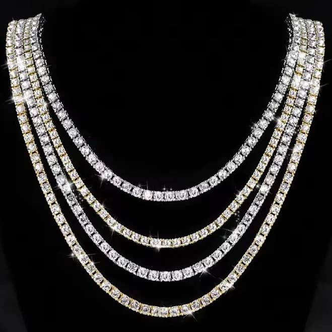 Iced Out CZ Diamond Tennis Chain Necklace
