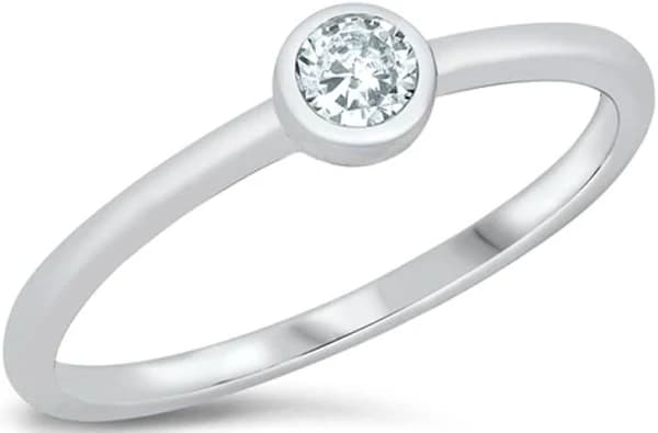 .925 Sterling Silver CZ Dainty Simple Ring