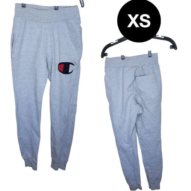 Champion Reverse Weave Big C Logo Fleece Jogger Gray Sweatpants Xs