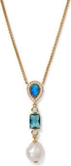 Nadri Blue Lagoon Cubic Zirconia & Freshwater Pearl Pendant Necklace | Nordstrom