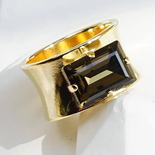 Chunky Rings For Women Emerald Cut Ring Stone Rings Wide Gold Ring Band