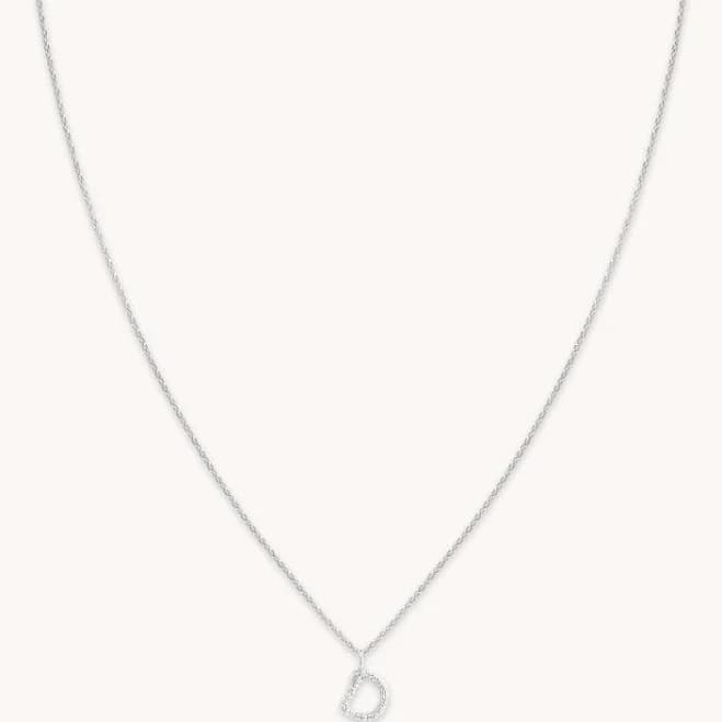 Astrid & Miyu Silver Initial Pave Pendant Necklace
