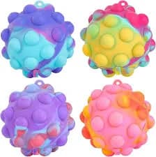 12 Pcs Pop It Fidget Ball Toys, Stress and Anxiety Relief Fingertip Squeeze Toy, 3D Silicone Sensory Toy, Size: 12 Pack Tie Dye Pop Ball, Orange