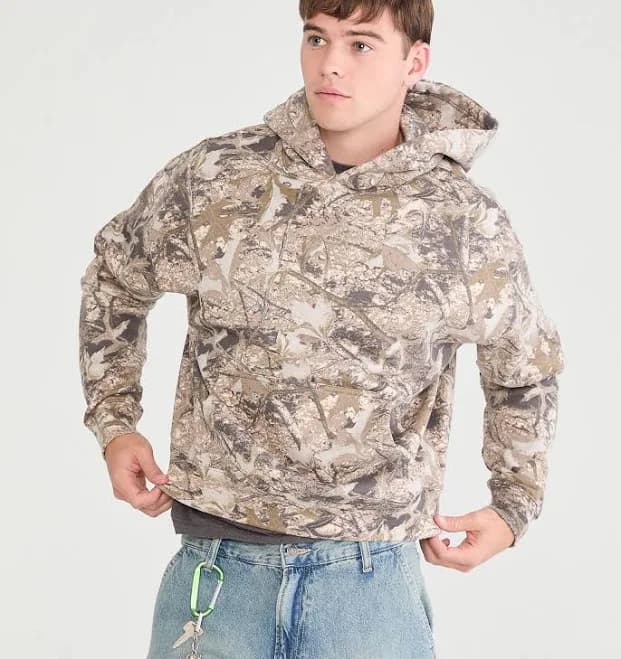 Aeropostale Men's Cloud Soft Forest Camo Boxy Hoodie