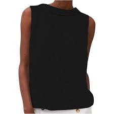 Women's High Neck Loose Tank Tops Breathable Cotton Linen Shirts Sleeveless Blouse Tops Summer Relaxed Fit Clothes Army Green at Amazon Women's Clothing store