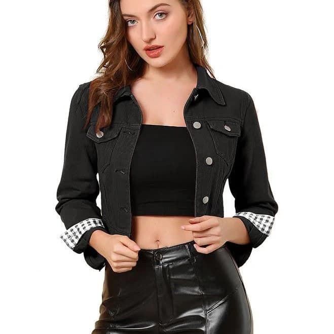 Cropped Long Sleeve Denim Jacket