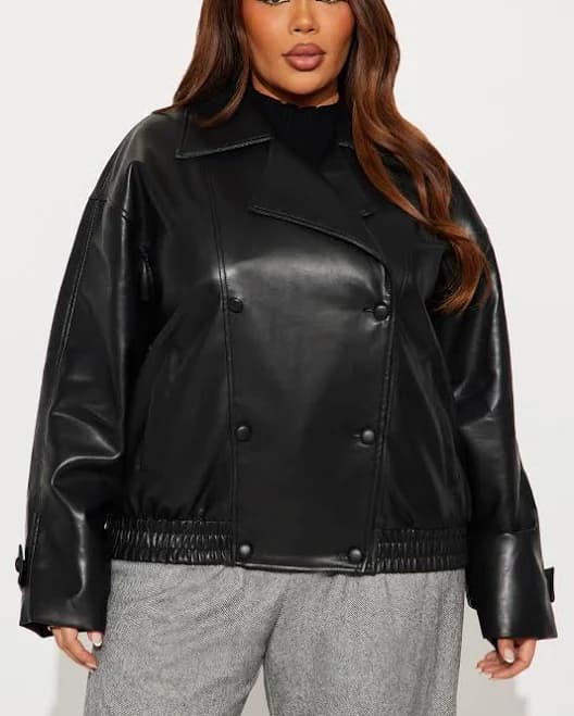 Fashion Nova Valentina Oversized Faux Leather Bomber Jacket