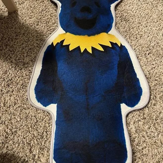 Grateful Dead Dancing Bear Rug Blue Yellow Rock Band Decor Hippie Home 31" X 16"