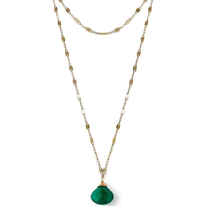 Delia Langan Sterling Silver Green Onyx Choker Wrap Necklace