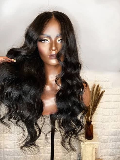 Raw Human Hair Wig Natural Wave Medium Brown Lace