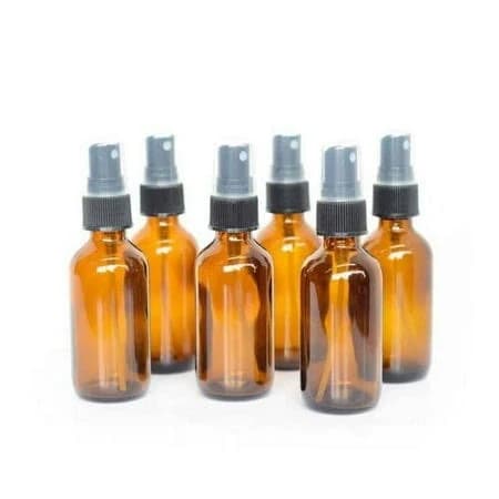 6 Amber Boston Round Glass Bottle Spray Fine Ribbed Mist Sprayer