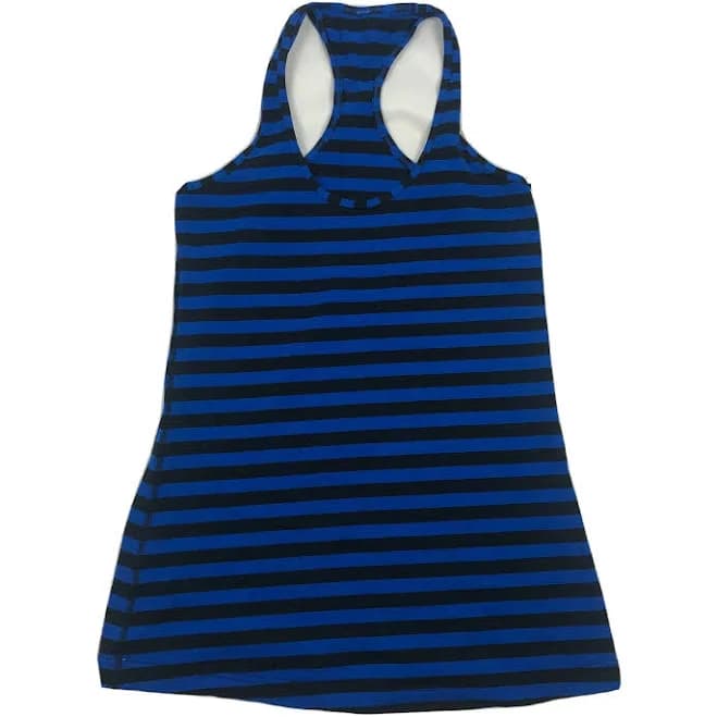 Lululemon Women Blue Striped Racerback Tank Top Size 4