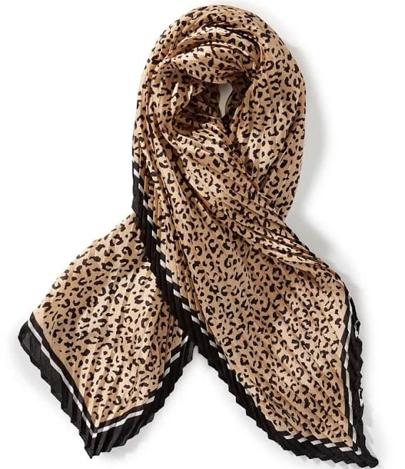 Gemma Layne Women's Pleated Leopard Print Scarf