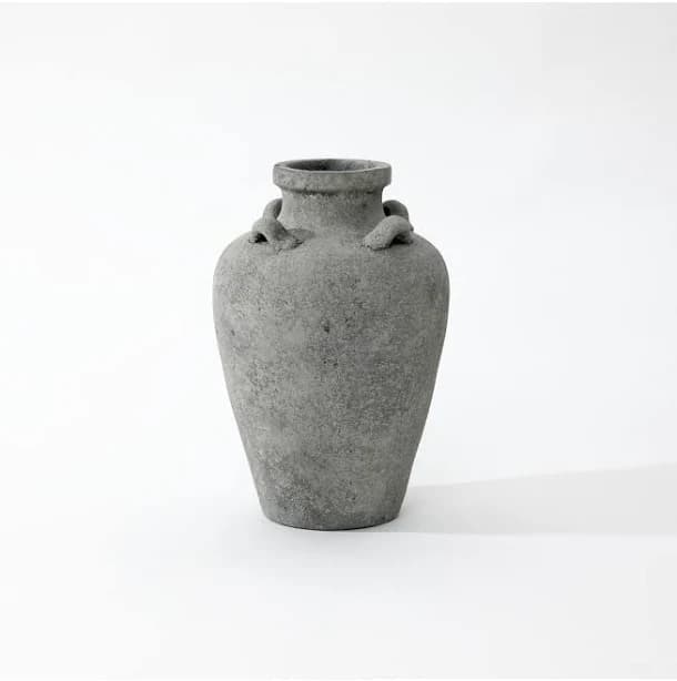 LuxenHome Rustic Antiqued Gray Terracotta Urn Vase