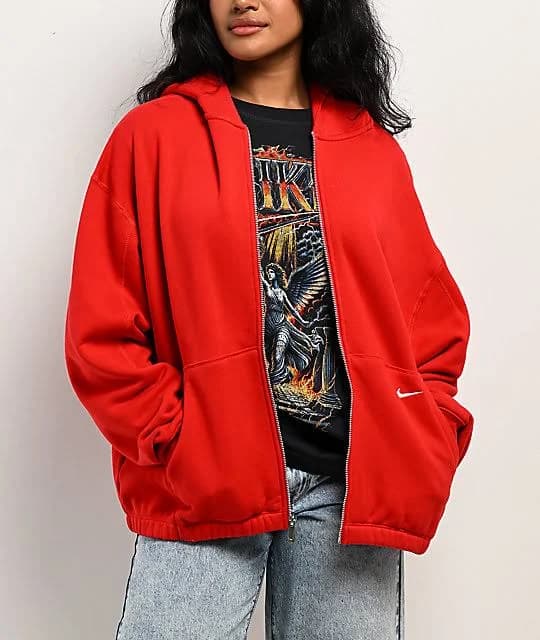 Nike Sportswear Street Red Oversized Zip Hoodie