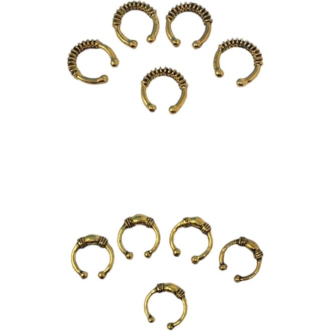 10 Piece Gold and Silver Adjustable Hair Braids Dread Dreadlock Cuffs Rings