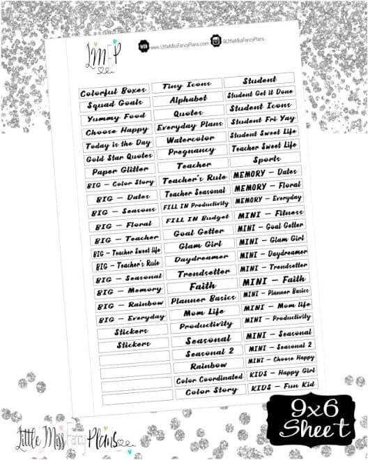 Sticker Book Labels Punched for Happy Planner