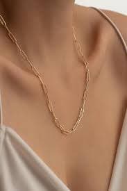 14k Solid Gold Paperclip Chain Necklace / Oval Link Necklace / Rectangle Link Chain / Everyday Necklace / Chocker Chain / Mothers Day Gift - Etsy