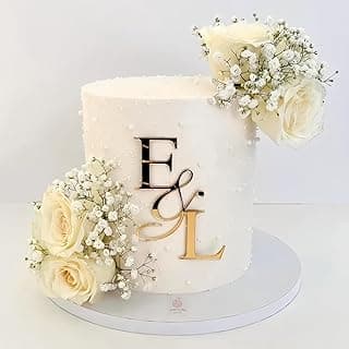 Personalised Wedding Cake Decorations, Custom Acrylic Cake Toppers with Initial of Name, Gifts for Birthdays Parties(Style2,5.9inch)