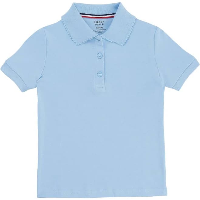Harbor Christian Academy - Girl's Short Sleeve Picot Collar - No logos | Light Blue M (7/8)