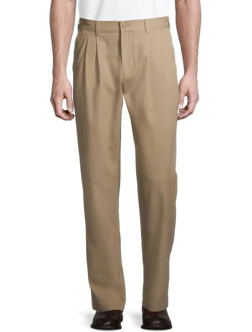 George Men's Wrinkle Resistant Pleated Trouser Pants