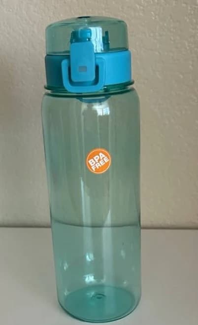 Water Bottle Plastic Bpa Portable Loop Handle Flip Top 29.5 Oz.
