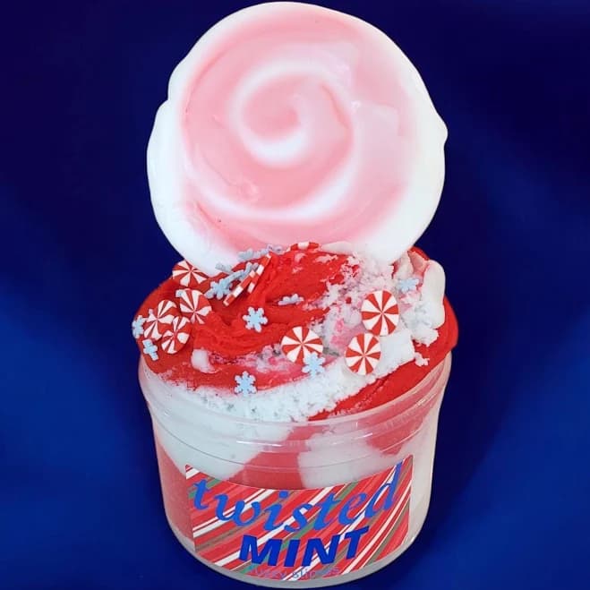 Twisted Mint cloud icee wax clay diy slime, Fuzzy Slimes, peppermint scented