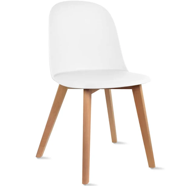 Furmax Modern Style Dining Chair Mid Century Modern DSW Chair, Shell Lounge Plastic Chair for Kitchen, Dining, Bedroom, Living Room Side Chairs Set of 4(White)