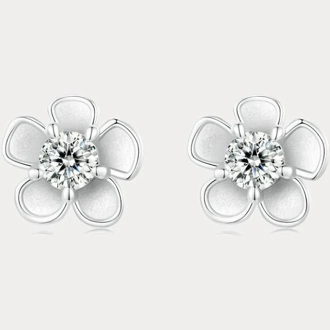 Selenichast Moissanite Flower Stud Earrings