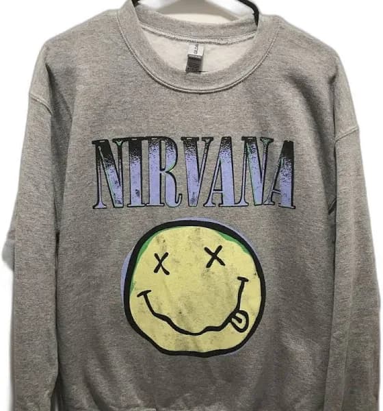 Gildan 90s Nirvana Crew Neck Long Sleeve Sweater