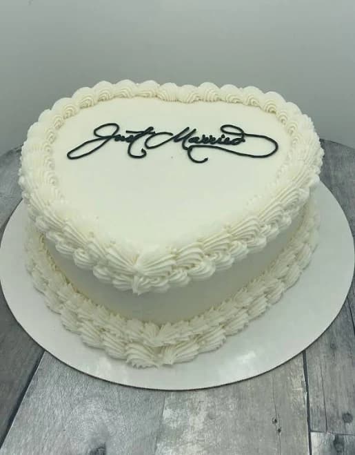Just Married Heart Cake